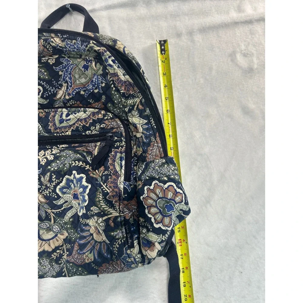 Vera Bradley Mediterranean Blue Quilted Cotton Floral Paisley Backpack Bag